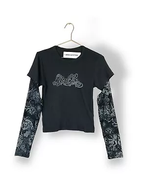 Buy Urban Outfitters Double Layered Black Floral Graphic T-Shirt Size L • 19£