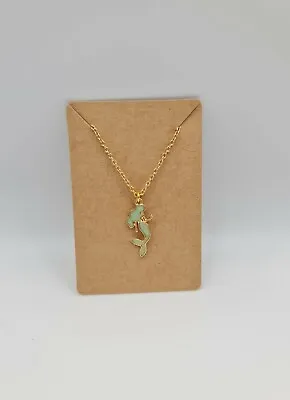 Buy Gold Mermaid Necklace. Green Pendant Jewellery. Christmas Stocking Filler • 3.99£