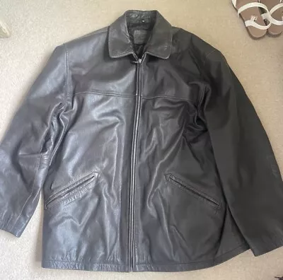 Buy Guise X John Lewis Dark Brown Leather Jacket Size XL Zip Front Brown Lining • 15£
