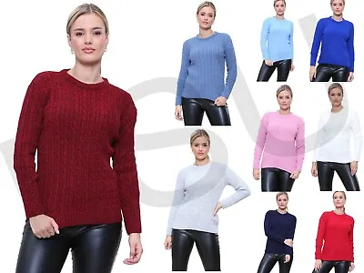 Buy Women Cable Knitted Jumper Long Sleeve Ladies Cable Winter Warm Sweater Top • 13.89£