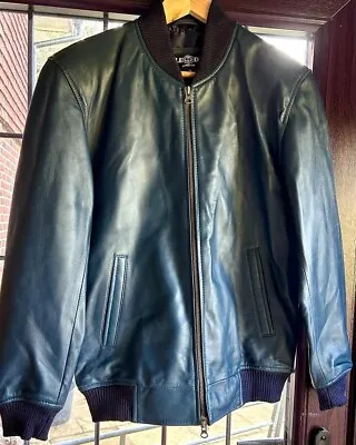 Buy Genuine Leather Biker Jacket - Blue, Size L • 55£