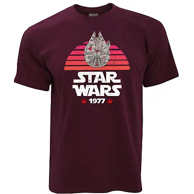 Buy Star Wars Unofficial - 1977 Retro Falcon Sunset T-Shirt Design, Rebel Alliance • 14.50£