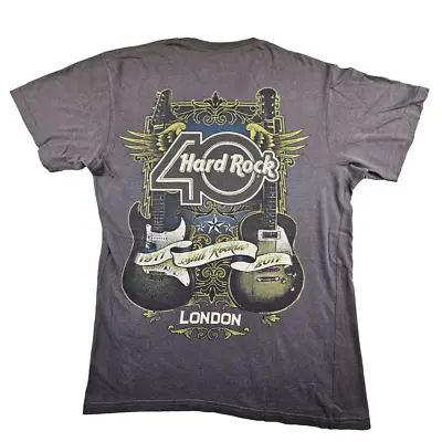 Buy Hard Rock Cafe London T Shirt Size S Grey Mens Big Print 40th Anniversary • 15.19£