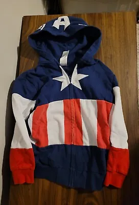 Buy Captain America Marvel Avengers Boy's Full-Zip Hoodie Sweatshirt Size 8/10 • 13.66£