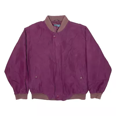 Buy EDMONTE Mens Bomber Jacket Purple Silk L • 24.99£