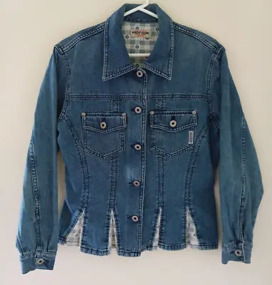 Buy 🛍️  Guess Jeans Women's  Size Large  Blue Denim Causal Blazer Jacket 🛍️ • 28.34£