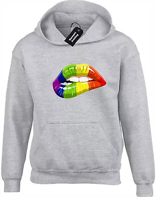 Buy Pride Lips Hoody Hoodie Cool Lgbt Gay Lesbian Rainbow Festival Equality (col) • 16.99£