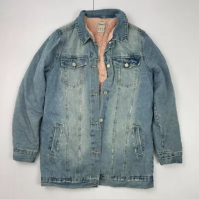 Buy Denim Co Denim Jacket Blue 12 Womens 100% Cotton Sherpa Lined Fleece • 13.88£