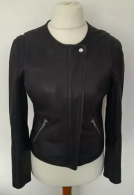 Buy MUUBAA - Soft REAL LEATHER Biker Style Jacket BLACK Size 10 • 54.99£
