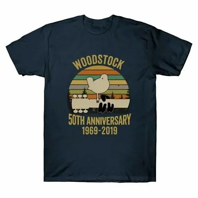 Buy Anniversary Vintage T-Shirt Tee Woodstock Men 1969-2019 Shirt Cotton 50Th Music • 11.99£