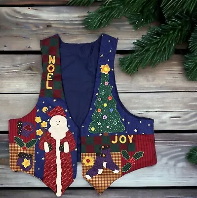 Buy Tacky Ugly Christmas Vest Size XL Handmade Holiday Party Kitsch Open Style Folk • 18.89£