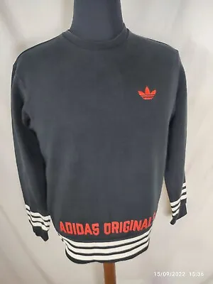 Buy Adidas Originals Mens Black White Striped Cotton Jumper Sweatshirt Size S • 27.29£