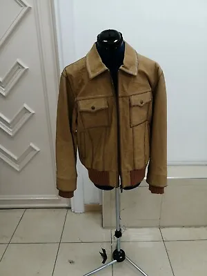 Buy Vintage Real Leather Men Bomber Jacket Gents Casual Tan Medium Blazer Top UK • 44.99£