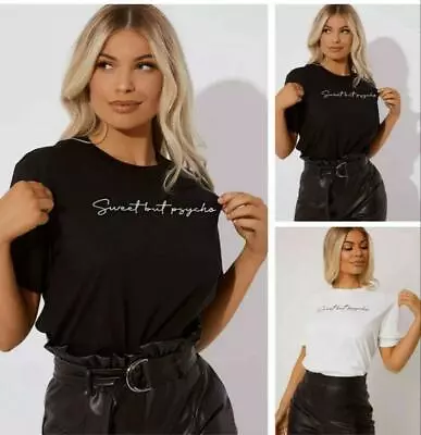 Buy Womens Sweet Slogan Print Round Neck Short Sleeve Top Ladies T-Shirt • 7.99£