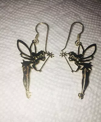 Buy AuthDisney Tinkerbell Fairy’s W/Wand Peter Pan Hanging Shiny Gold Earrings. • 17.10£