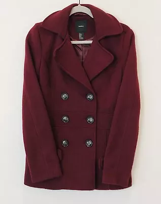 Buy Forever 21 Pea Coat Jacket Women's Purple Maroon Double Breasted Lined Polyester • 16.02£