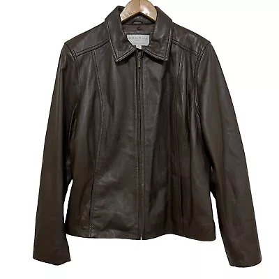 Buy Sonoma Life+Style Lambskin Leather Women’s Jacket Dark Brown Full Zip Size XL • 61.57£