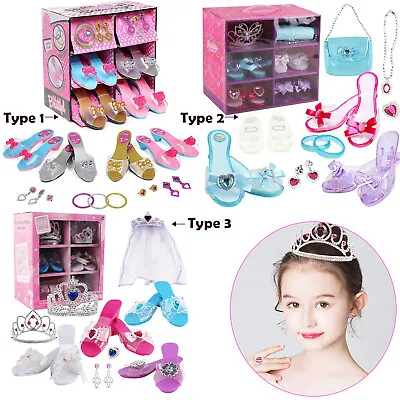 Buy  4 Pairs Set Kids Childs Play Toys Princess Shoe & Jewellery Boutique Tiara • 20.99£