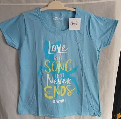 Buy Disney Bambi T-shirt Love Is A Song That Never Ends Baby Blue Size XL BNWT • 9.99£
