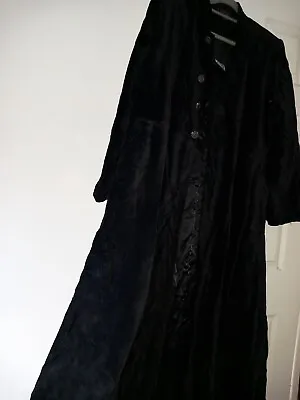 Buy New Rare Black Velvet Raven Brand With Gothic Cross Long Jacket Vicars Coat Bnwt • 84.99£