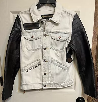 Buy NWOT Harley Davidson Women's Limited Edition Denim & Leather Sleeve Jacket Coat • 59.06£