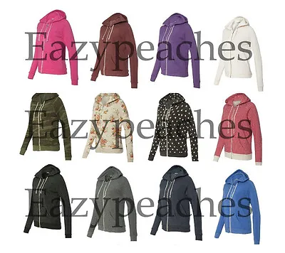 Buy Alternative Apparel Ladies S-XL Eco Fleece Adrian Zip Hooded Sweatshirt Hoodie • 39.74£