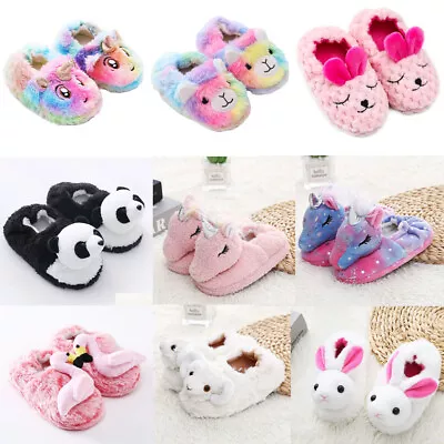 Buy Girls Winter Unicorn Slippers Kids Toddler Baby Plush Warm Shoes Slip On Indoor • 7.99£