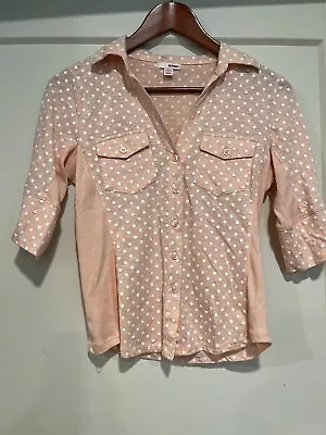 Buy Bongo Pink Polka Dot Mid Sleeve T-shirt Women Size Medium • 10.32£
