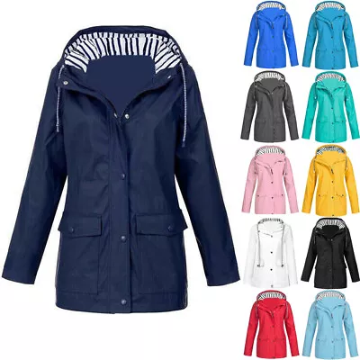 Buy Plus Size Womens Hooded Casual Outdoor Wind Rain Forest Jacket Coats Windbreaker • 18.83£