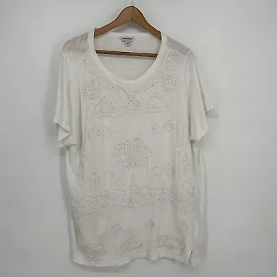 Buy Lucky Brand Shirt Womens 3X White Soutache Embellished Embroidered Top • 11.37£