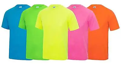 Buy Mens Cool Sports T-Shirt S-2XL Workout Gym Exercise Fitness Neon Fluorescent Top • 5.47£