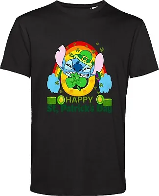Buy St. Patrick's Day T Shirt Lilo & Stitch Shamrock Rainbow Vintage Cartoons Top • 11.99£