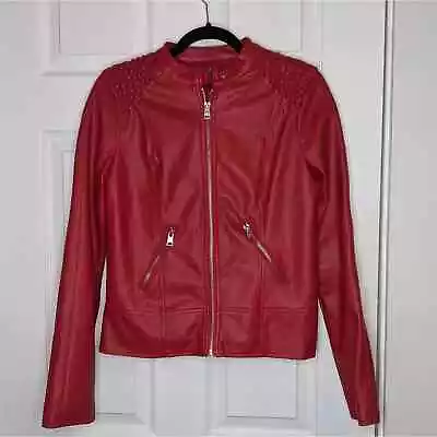 Buy New Look Red Faux Leather Moto Jacket M • 33.15£