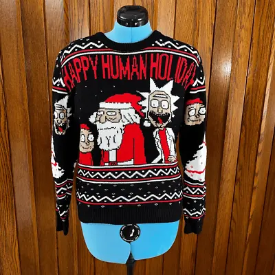 Buy UGLY Christmas Sweater RICK And MORTY HAPPY HUMAN HOLIDAY Size S • 37.89£
