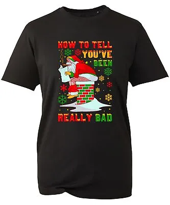 Buy How To Tell You've Been Really Bad Christmas T Shirt Funny Pooping Chimney Santa • 9.99£