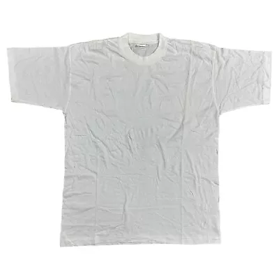 Buy Vintage Single Stitch T-Shirt Blank Regular 90s Short Sleeve White Mens 2XL • 17.99£