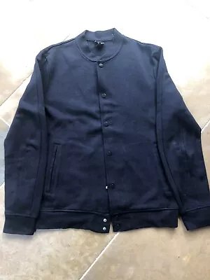 Buy Man’s H & M Navy Fleece Baseball Jacket, Size Medium. • 12£