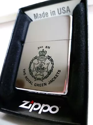 Buy '3rd Battalion, The Royal Green Jackets' 1991 Zippo Lighter - HP Chrome - In Box • 0.99£