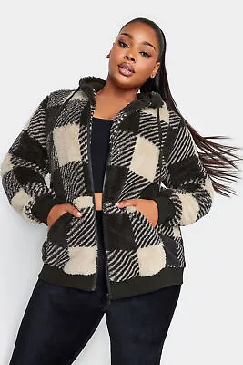 Buy YOURS Plus Size Check Zip Through Fleece Hoodie • 32.99£