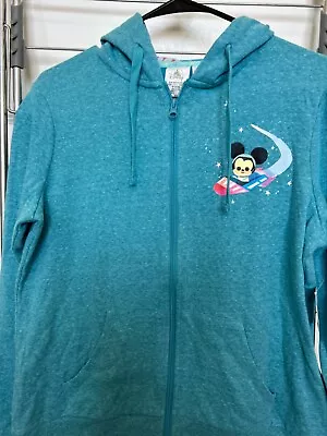 Buy Joey Chou Disney Parks Mickey Mouse Castle Train Blue Zip Up Hoodie - Woman’s Sm • 47.25£