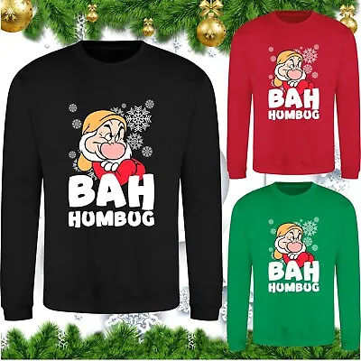 Buy Bah Humbug Grumpy Old Christmas Jumper Funny Sarcastic Xmas Santa Hat Gift Top • 17.99£