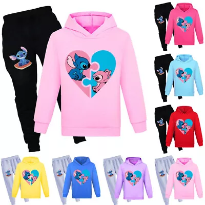 Buy Unisex Kids Stitch Angel Christmas Hooded Jumper Sweatshirt Outfit Tracksuit Set • 4.27£