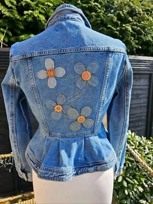 Buy Unique One Off Denim Jacket Customised Size Small Or 10 Boho Hippy Festival  • 20£
