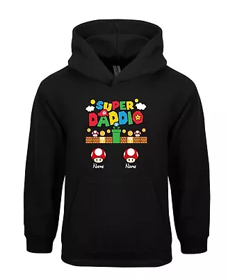 Buy Personalised Super Daddio Hoodie, Father Day Hood, Mario Father Dad Papa Top • 22.99£