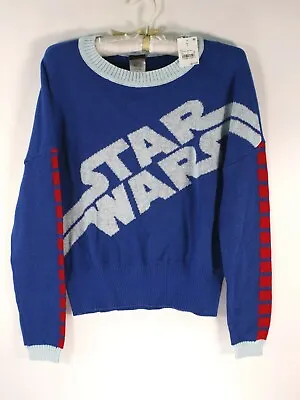 Buy Women’s Star Wars  Ugly Christmas Sweater Fuzzy Warm Lite Navy Blue S  • 13.44£