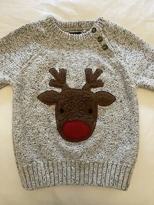 Buy Boys Next Christmas  Reindeer Jumper Size 3-4 Years • 12£