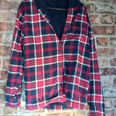 Buy Eddie Bauer Check Shirt Vintage Cotton Lined Vintage Red Check Hoody Xs • 14.72£