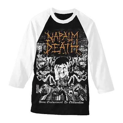 Buy Napalm Death 'From Enslavement To Obliteration' Baseball T Shirt - NEW OFFICIAL • 19.99£
