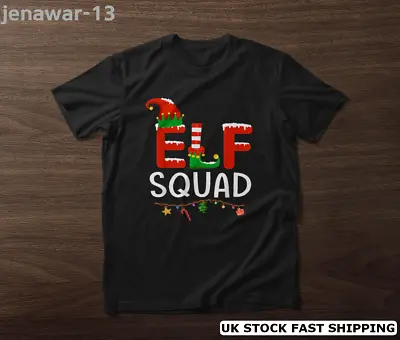 Buy Elf Family Christmas S-5XL Matching Pajamas XMas Shirt, Elf Squad T-Shirt Black • 18.40£