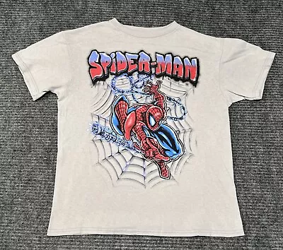 Buy Spider-Man T-Shirt Kids Size Large 10/12 Gray Graffiti Graphic Marvel • 3.94£